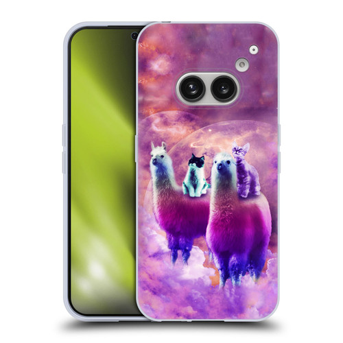 Random Galaxy Space Llama Kitty & Cat Soft Gel Case for Nothing Phone (2a)