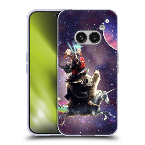 Random Galaxy Space Llama Unicorn Space Ride Soft Gel Case for Nothing Phone (2a)
