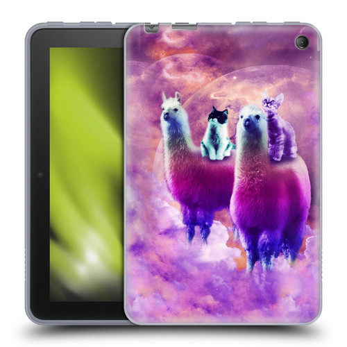 Random Galaxy Space Llama Kitty & Cat Soft Gel Case for Amazon Fire 7 2022