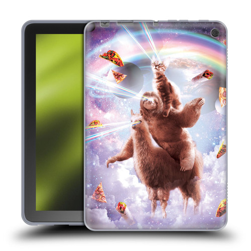 Random Galaxy Space Llama Sloth & Cat Lazer Eyes Soft Gel Case for Amazon Fire HD 8/Fire HD 8 Plus 2020