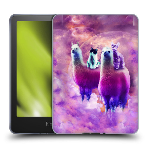Random Galaxy Space Llama Kitty & Cat Soft Gel Case for Amazon Kindle Paperwhite 5 (2021)