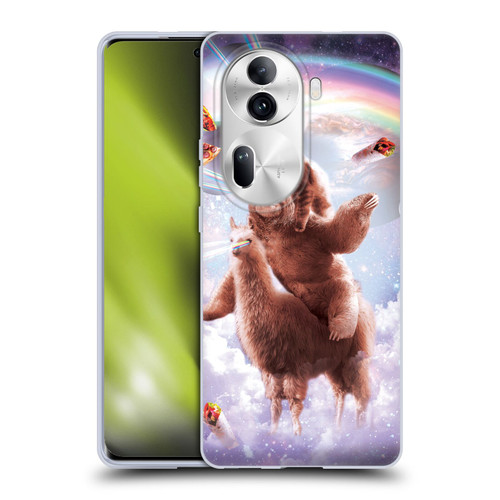 Random Galaxy Space Llama Sloth & Cat Lazer Eyes Soft Gel Case for OPPO Reno11 Pro