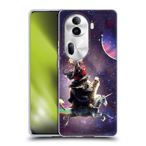 Random Galaxy Space Llama Unicorn Space Ride Soft Gel Case for OPPO Reno11 Pro