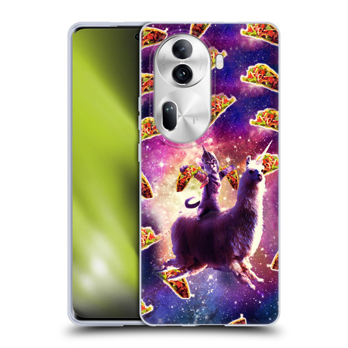 Random Galaxy Space Llama Warrior Cat & Tacos Soft Gel Case for OPPO Reno11 Pro