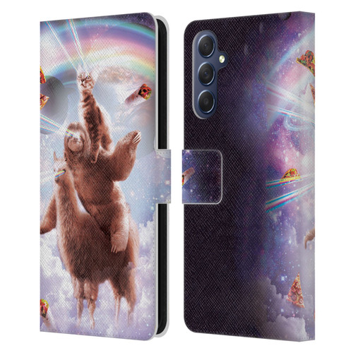 Random Galaxy Space Llama Sloth & Cat Lazer Eyes Leather Book Wallet Case Cover For Samsung Galaxy M54 5G