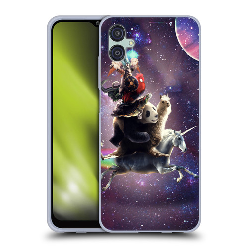 Random Galaxy Space Llama Unicorn Space Ride Soft Gel Case for Samsung Galaxy M04 5G / A04e