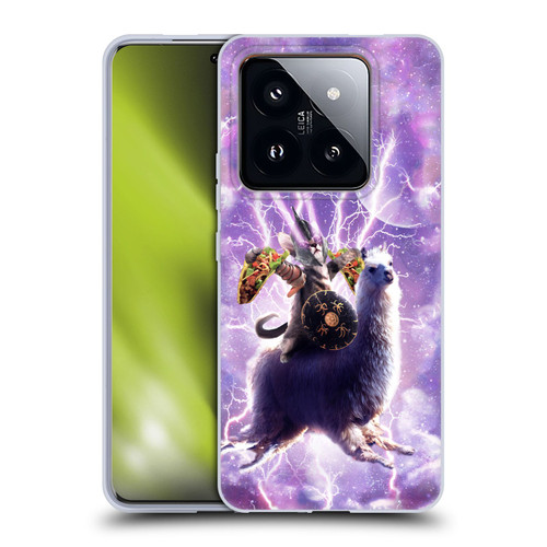 Random Galaxy Space Llama Lazer Cat & Tacos Soft Gel Case for Xiaomi 14 Pro