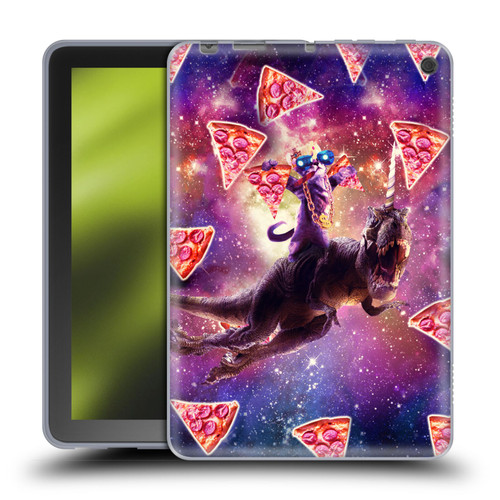 Random Galaxy Space Pizza Ride Thug Cat & Dinosaur Unicorn Soft Gel Case for Amazon Fire HD 8/Fire HD 8 Plus 2020