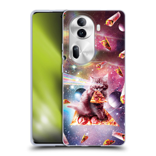 Random Galaxy Space Pizza Ride Outer Space Lazer Cat Soft Gel Case for OPPO Reno11 Pro