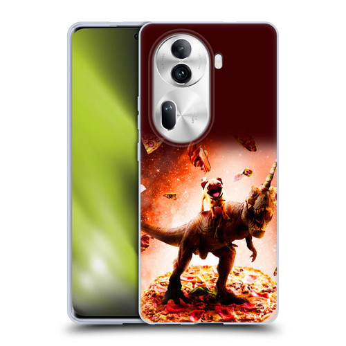 Random Galaxy Space Pizza Ride Pug & Dinosaur Unicorn Soft Gel Case for OPPO Reno11 Pro