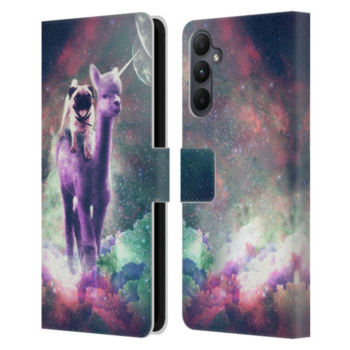Random Galaxy Space Unicorn Ride Pug Riding Llama Leather Book Wallet Case Cover For Samsung Galaxy A05s