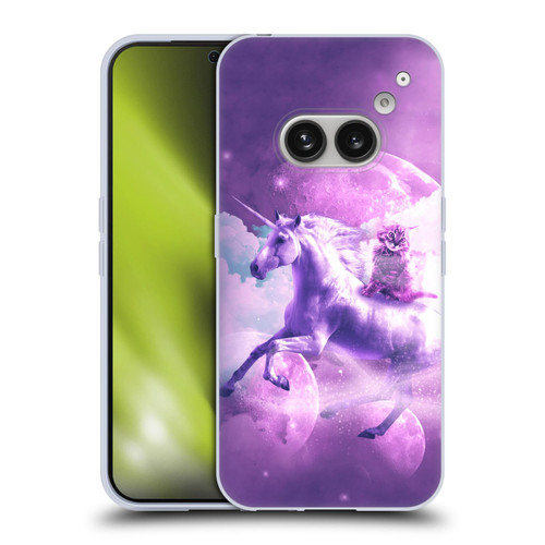 Random Galaxy Space Unicorn Ride Purple Galaxy Cat Soft Gel Case for Nothing Phone (2a)