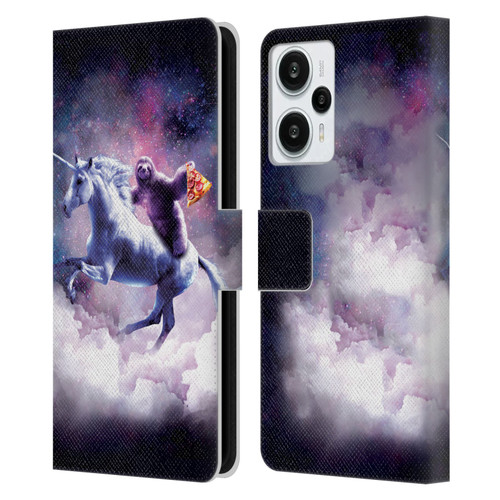 Random Galaxy Space Unicorn Ride Pizza Sloth Leather Book Wallet Case Cover For Xiaomi Redmi Note 12T