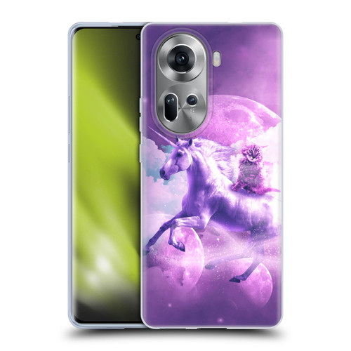 Random Galaxy Space Unicorn Ride Purple Galaxy Cat Soft Gel Case for OPPO Reno11