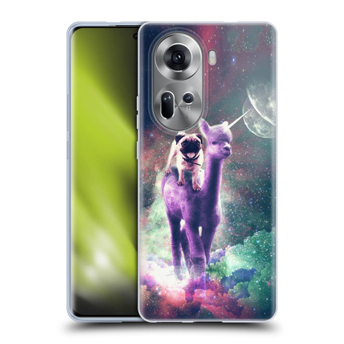 Random Galaxy Space Unicorn Ride Pug Riding Llama Soft Gel Case for OPPO Reno11