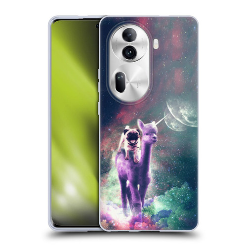 Random Galaxy Space Unicorn Ride Pug Riding Llama Soft Gel Case for OPPO Reno11 Pro