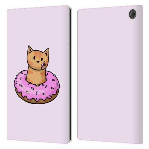 Beth Wilson Doodlecats Donut Leather Book Wallet Case Cover For Amazon Fire Max 11 2023