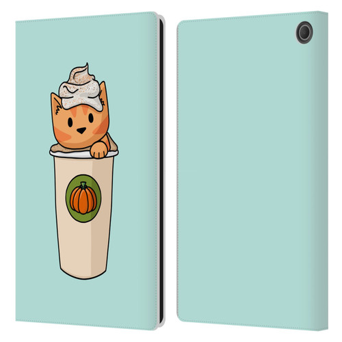 Beth Wilson Doodlecats Pumpkin Spice Latte Leather Book Wallet Case Cover For Amazon Fire Max 11 2023