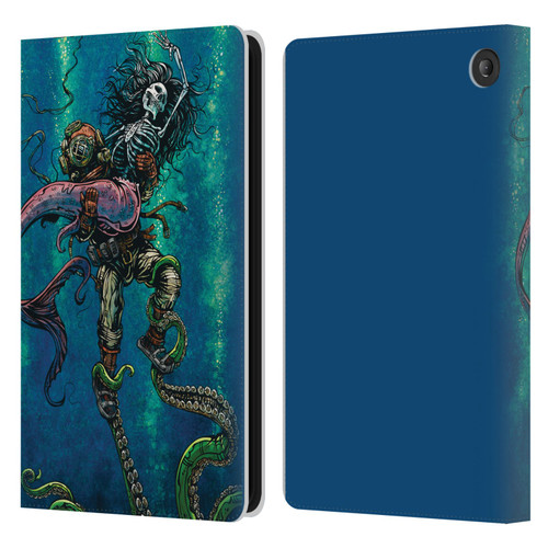 David Lozeau Colourful Grunge Diver And Mermaid Leather Book Wallet Case Cover For Amazon Fire 7 2022