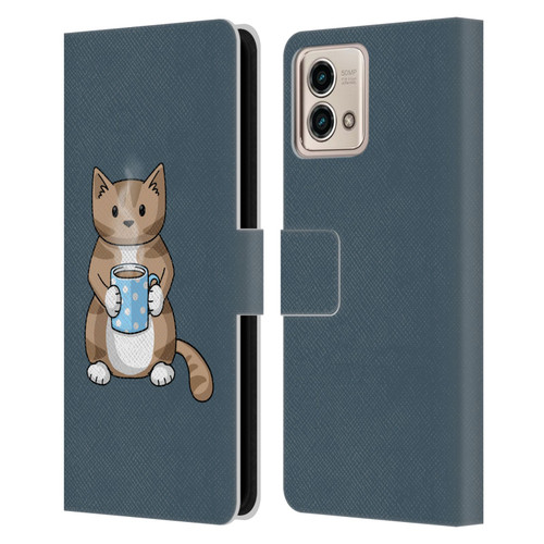 Beth Wilson Doodlecats Coffee Drinking Leather Book Wallet Case Cover For Motorola Moto G Stylus 5G 2023