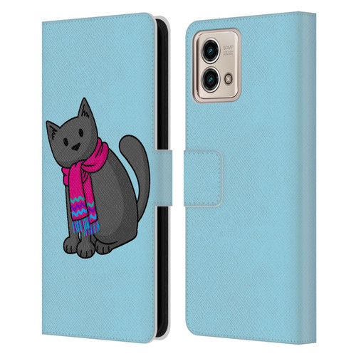 Beth Wilson Doodlecats Cold In A Scarf Leather Book Wallet Case Cover For Motorola Moto G Stylus 5G 2023