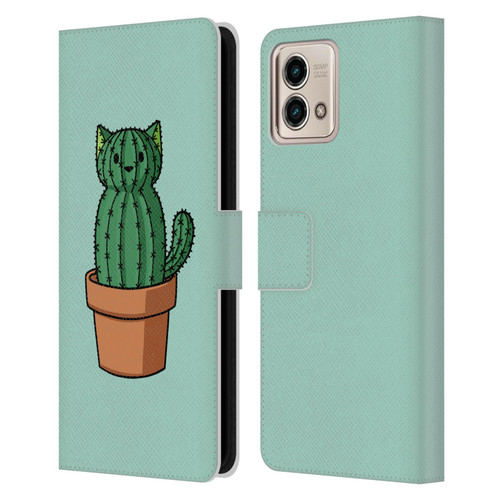 Beth Wilson Doodlecats Cactus Leather Book Wallet Case Cover For Motorola Moto G Stylus 5G 2023