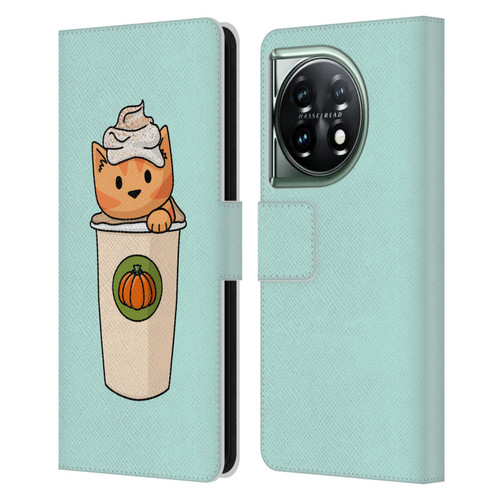 Beth Wilson Doodlecats Pumpkin Spice Latte Leather Book Wallet Case Cover For OnePlus 11 5G