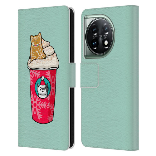 Beth Wilson Doodlecats Gingerbread Latte Leather Book Wallet Case Cover For OnePlus 11 5G