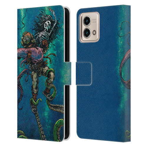 David Lozeau Colourful Grunge Diver And Mermaid Leather Book Wallet Case Cover For Motorola Moto G Stylus 5G 2023