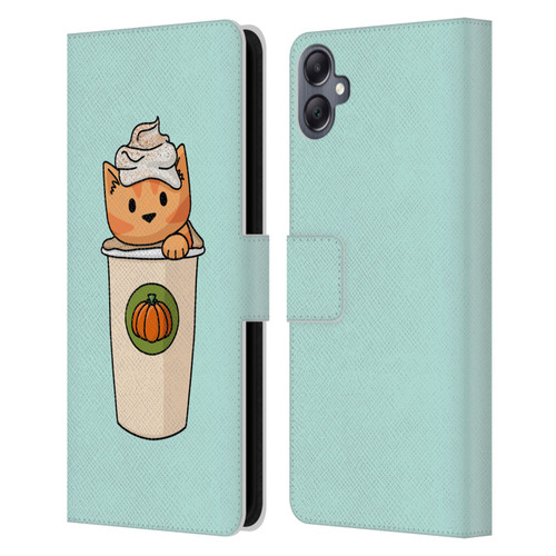 Beth Wilson Doodlecats Pumpkin Spice Latte Leather Book Wallet Case Cover For Samsung Galaxy A05