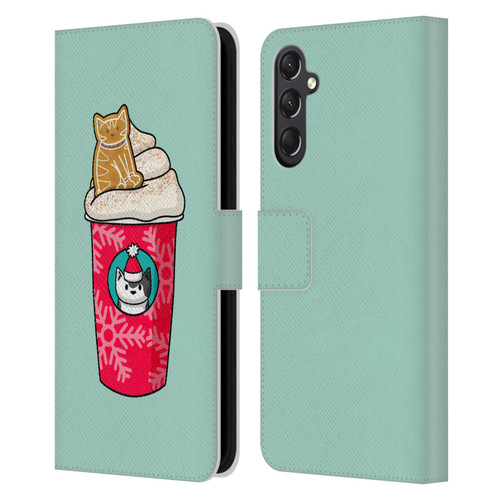 Beth Wilson Doodlecats Gingerbread Latte Leather Book Wallet Case Cover For Samsung Galaxy A24 4G / M34 5G