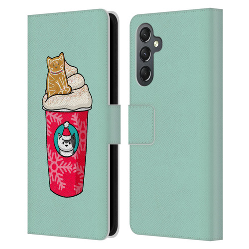 Beth Wilson Doodlecats Gingerbread Latte Leather Book Wallet Case Cover For Samsung Galaxy A25 5G