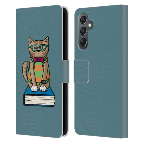 Beth Wilson Doodlecats Nerd Leather Book Wallet Case Cover For Samsung Galaxy A25 5G