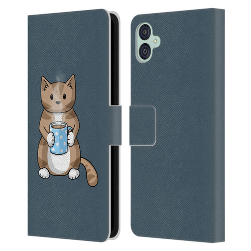 Beth Wilson Doodlecats Coffee Drinking Leather Book Wallet Case Cover For Samsung Galaxy M04 5G / A04e