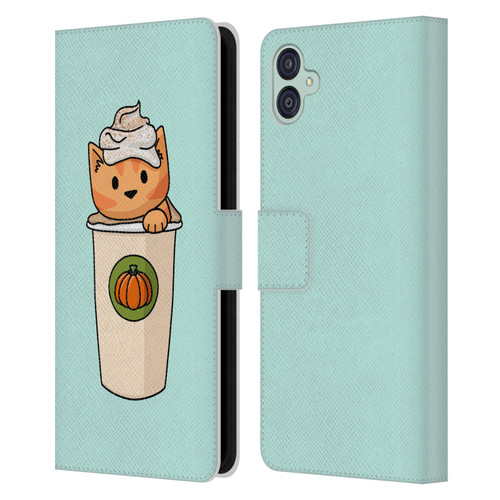 Beth Wilson Doodlecats Pumpkin Spice Latte Leather Book Wallet Case Cover For Samsung Galaxy M04 5G / A04e