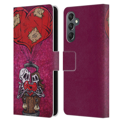 David Lozeau Colourful Grunge Day Of The Dead Leather Book Wallet Case Cover For Samsung Galaxy A25 5G