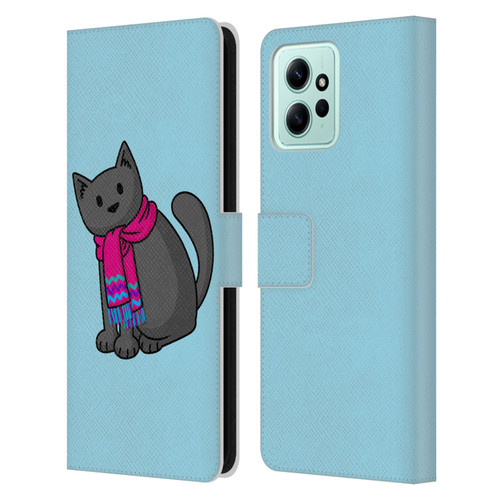 Beth Wilson Doodlecats Cold In A Scarf Leather Book Wallet Case Cover For Xiaomi Redmi 12