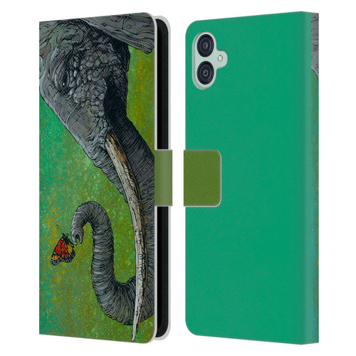 David Lozeau Colourful Grunge The Elephant Leather Book Wallet Case Cover For Samsung Galaxy M04 5G / A04e