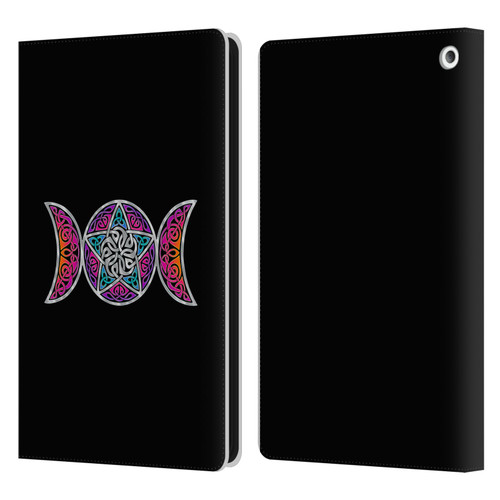 Beth Wilson Celtic Knot Stars Pagan Triple Moon Leather Book Wallet Case Cover For Amazon Fire HD 8/Fire HD 8 Plus 2020