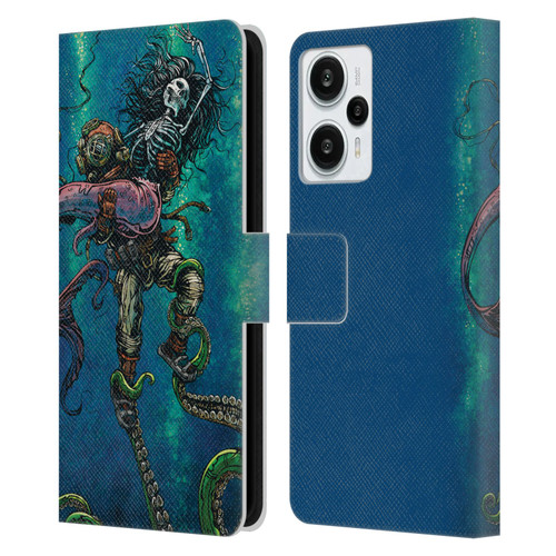 David Lozeau Colourful Grunge Diver And Mermaid Leather Book Wallet Case Cover For Xiaomi Redmi Note 12T