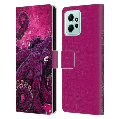 David Lozeau Colourful Grunge Octopus Squid Leather Book Wallet Case Cover For Xiaomi Redmi 12