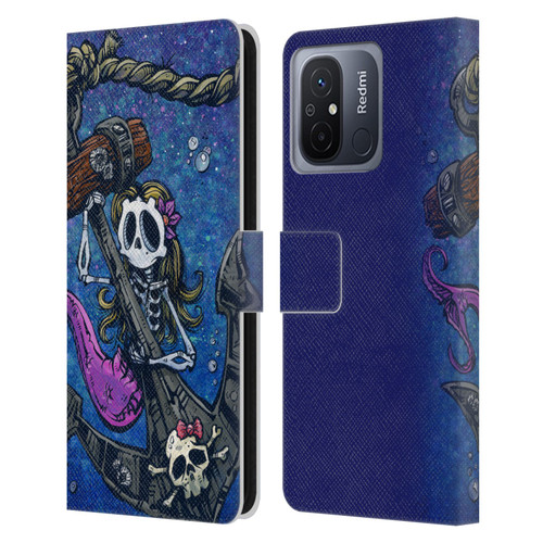 David Lozeau Colourful Grunge Mermaid Anchor Leather Book Wallet Case Cover For Xiaomi Redmi 12C