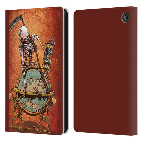 David Lozeau Colourful Art Memento Mori Leather Book Wallet Case Cover For Amazon Fire 7 2022