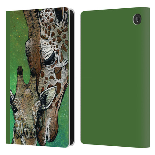 David Lozeau Colourful Art Giraffe Leather Book Wallet Case Cover For Amazon Fire 7 2022