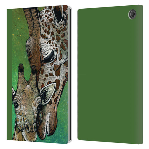 David Lozeau Colourful Art Giraffe Leather Book Wallet Case Cover For Amazon Fire Max 11 2023