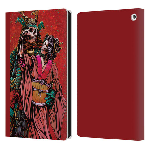 David Lozeau Colourful Art Samurai And Geisha Leather Book Wallet Case Cover For Amazon Fire HD 8/Fire HD 8 Plus 2020