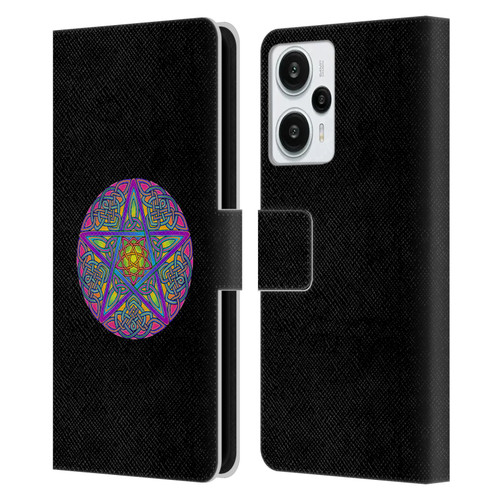 Beth Wilson Celtic Knot Stars Pagan Wicca Pentacle Leather Book Wallet Case Cover For Xiaomi Redmi Note 12T