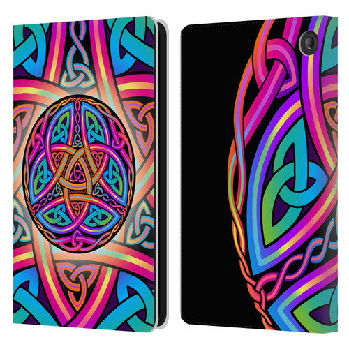 Beth Wilson Rainbow Celtic Knots Divine Leather Book Wallet Case Cover For Amazon Fire 7 2022