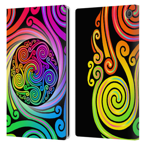 Beth Wilson Rainbow Celtic Knots Spirals Leather Book Wallet Case Cover For Amazon Fire Max 11 2023