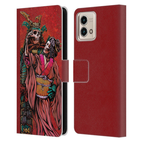 David Lozeau Colourful Art Samurai And Geisha Leather Book Wallet Case Cover For Motorola Moto G Stylus 5G 2023